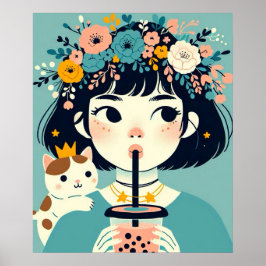 Poster “La petite fille au bubble tea“