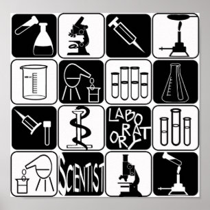 POSTER LABORATORIEVETENSKAPLIGA SYMBOLER OCH VERKT