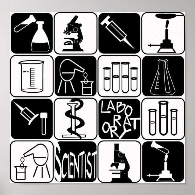 POSTER LABORATORIEVETENSKAPLIGA SYMBOLER OCH VERKT (Framsidan)