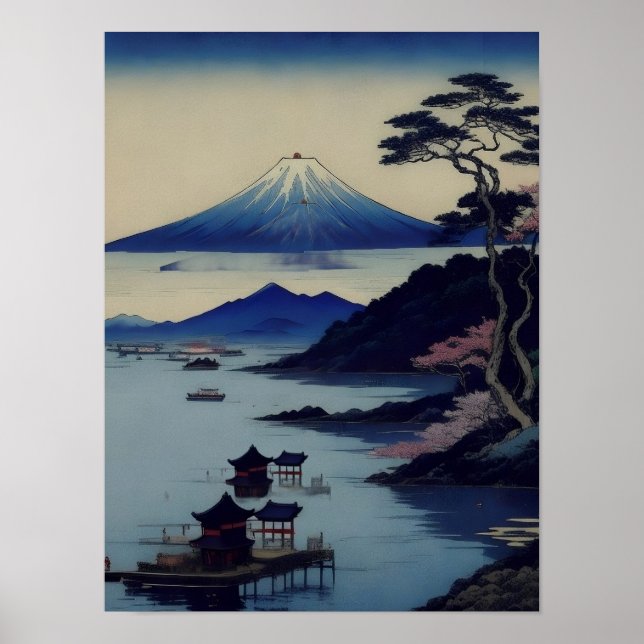 Poster - Lake, Pine and Mountain - Japan (Framsidan)
