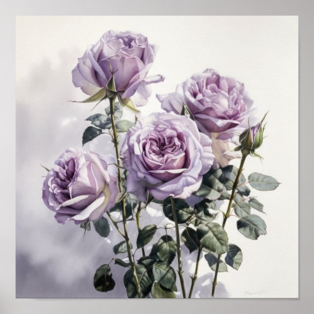 Poster Lavender Ro Flower Art-utskrift (Framsidan)