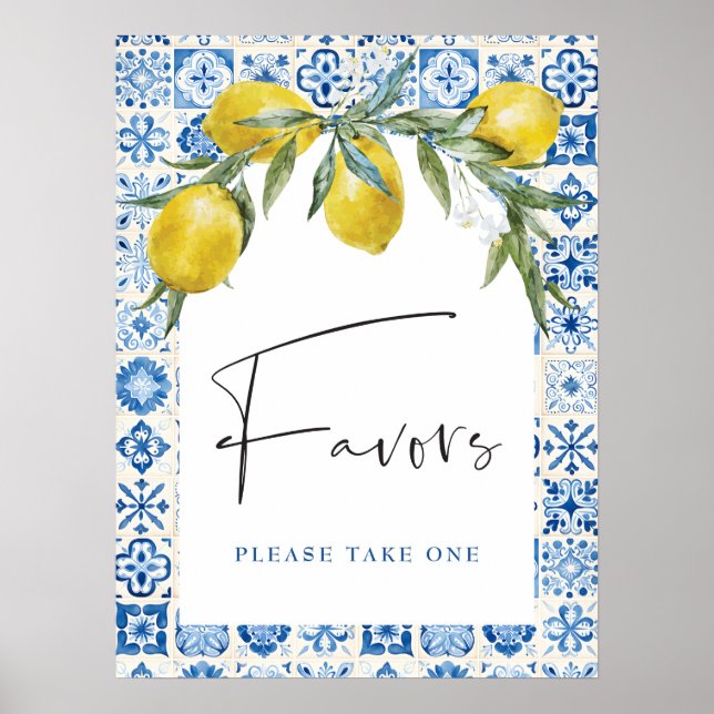 Poster Lemon Mediterranean Blue Tile Favors (Framsidan)