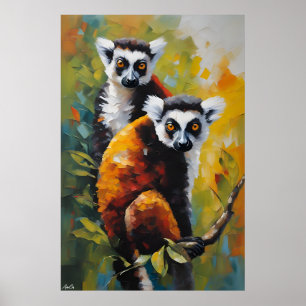 Poster   Lemur   OLJEMÅLNING STIL