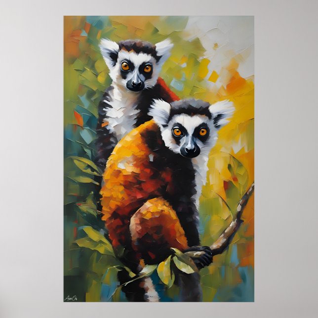 Poster | Lemur | OLJEMÅLNING STIL (Framsidan)