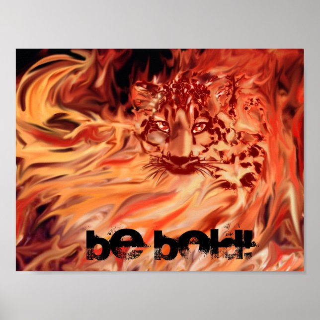 Poster, leopard i lågor poster (Framsidan)