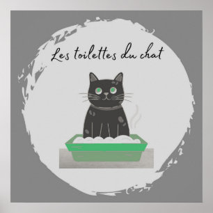 Poster, Les Toilettes du Chatta Black Cat Poster