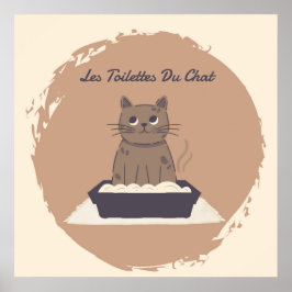 Poster, Les Toilettes du Chatta Brown Cat Poster