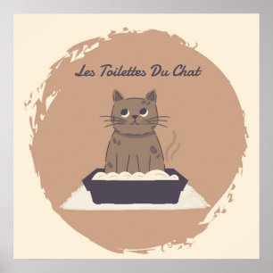 Poster, Les Toilettes du Chatta Brown Cat Poster