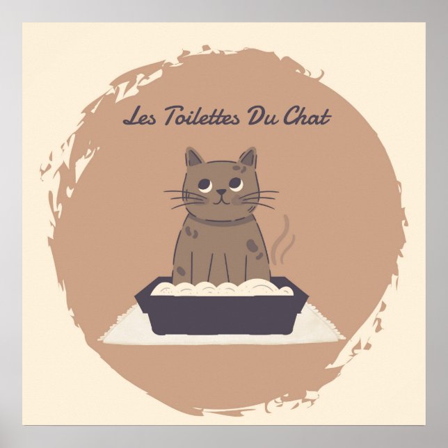Poster, Les Toilettes du Chatta Brown Cat Poster (Framsidan)
