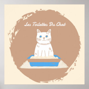 Poster, Les Toilettes du Chatta, vit katt Poster