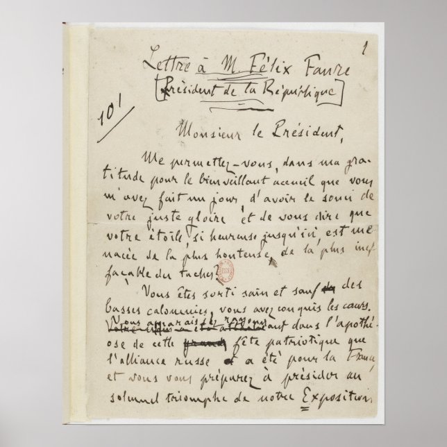 Poster lettre j'accuse (Framsidan)