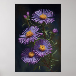 Poster lila Aster Flower Art-utskrift