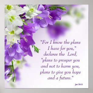 Poster—Lila blommor-Vert-Jer 29:11 Poster