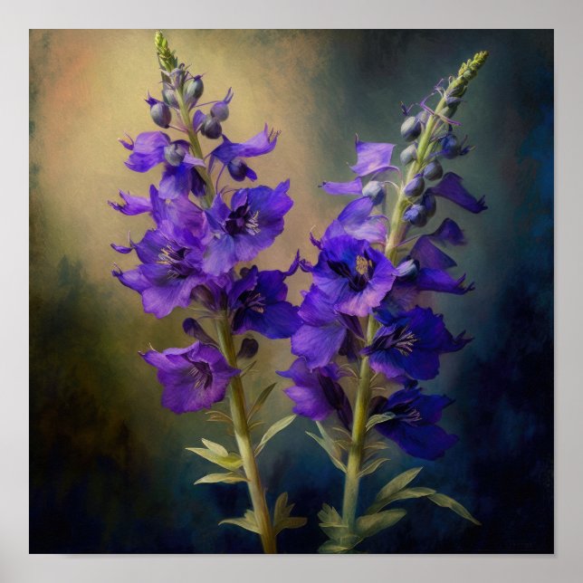 Poster lila Larkspur Flower Art Print (Framsidan)