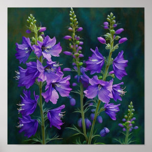 Poster lila Larkspur Flower Art Print