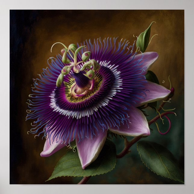 Poster lila Passion Flower Art-utskrift (Framsidan)