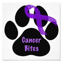 Poster lila Ribbon Paw Skriv ut pankreascancer