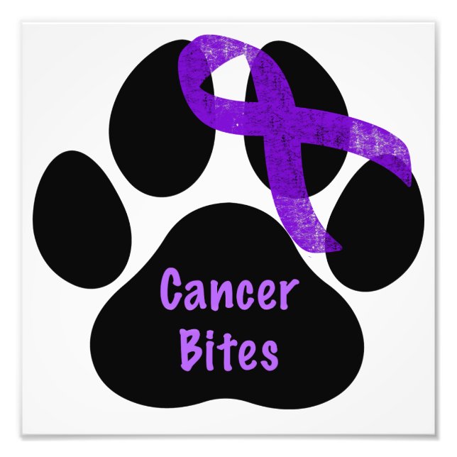 Poster lila Ribbon Paw Skriv ut pankreascancer (Framsidan)