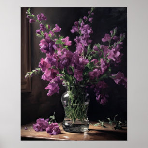 Poster lila Snapdragon Flowers Art Skriv ut