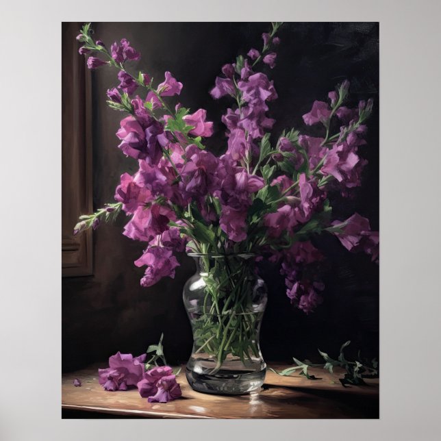 Poster lila Snapdragon Flowers Art Skriv ut (Framsidan)
