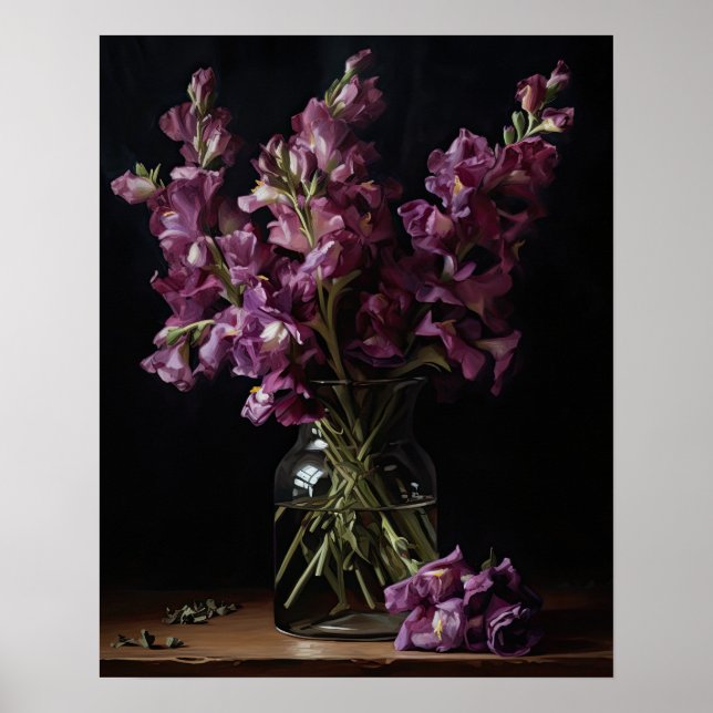Poster lila Snapdragon Flowers Art Skriv ut (Framsidan)
