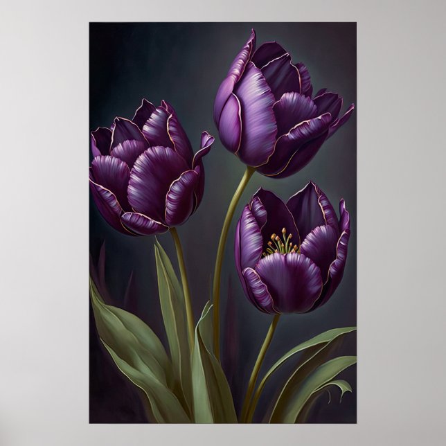 Poster lila Tulips Flower Art Print (Framsidan)