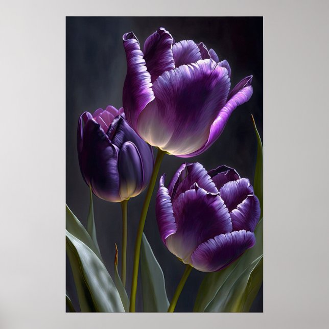 Poster lila Tulips Flower Art Print (Framsidan)