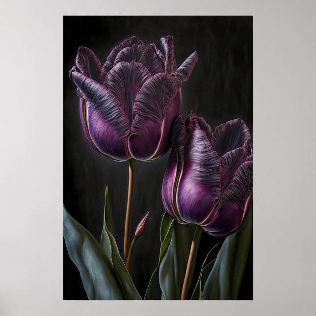 Poster lila Tulips Flower Art Print (Framsidan)