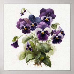 Poster lila Violas Flower Art Print