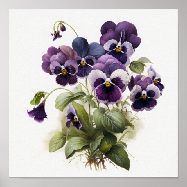 Poster lila Violas Flower Art Print (Framsidan)