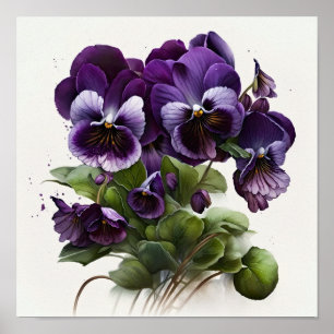 Poster lila Violas Flower Art Print