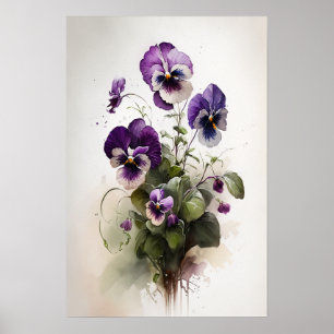 Poster lila Violas Flower Art Print