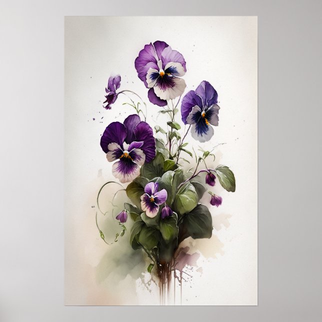 Poster lila Violas Flower Art Print (Framsidan)