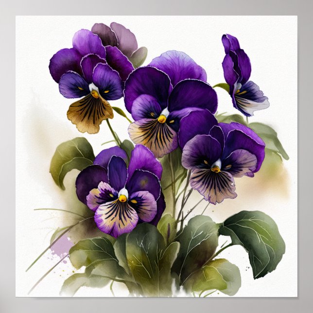 Poster lila Violas Flower Art Print (Framsidan)