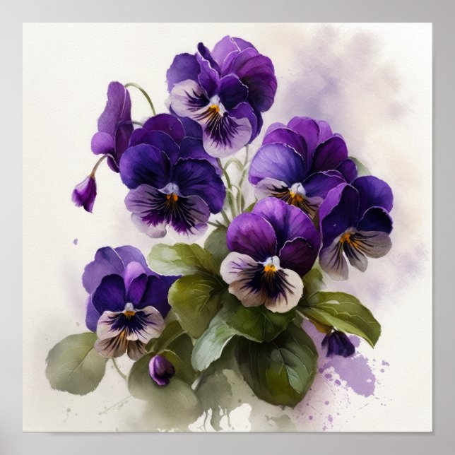 Poster lila Violas Flower Art Print (Framsidan)