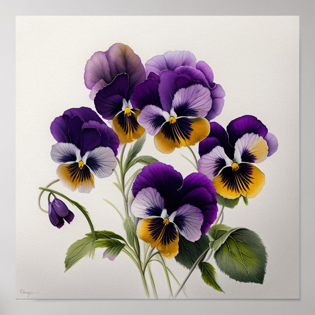 Poster lila Violas Flower Art Print (Framsidan)