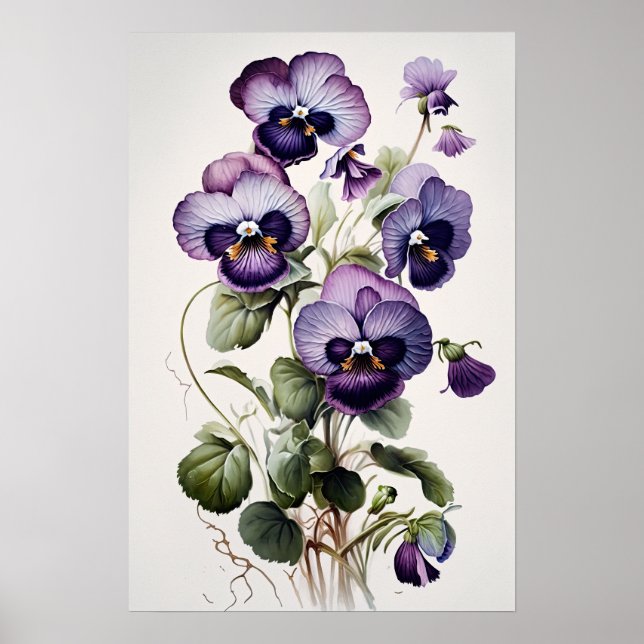 Poster lila Violas Flower Art Print (Framsidan)