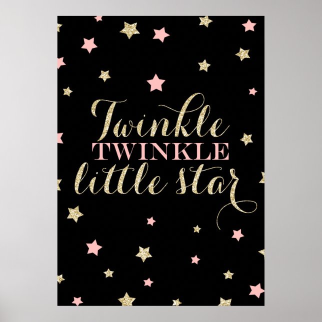 Poster Lilla stjärna med Twinkle Twinkle Little St (Framsidan)
