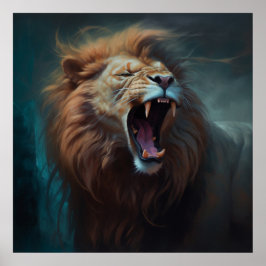 Poster Lion Feu