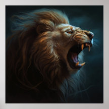 Poster Lion Feu