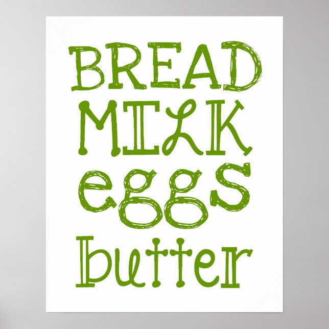 Poster lista över livsmedel (Framsidan)