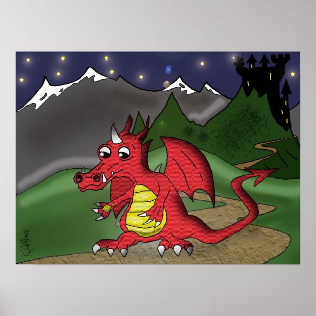 Poster "Little Red Dragon" - av Kev Moore (Framsidan)