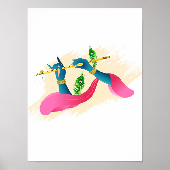 Poster lord Krishna spela bansuri (Framsidan)
