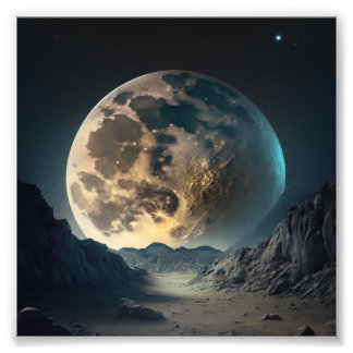 Poster Lune pleine, galaxie magique