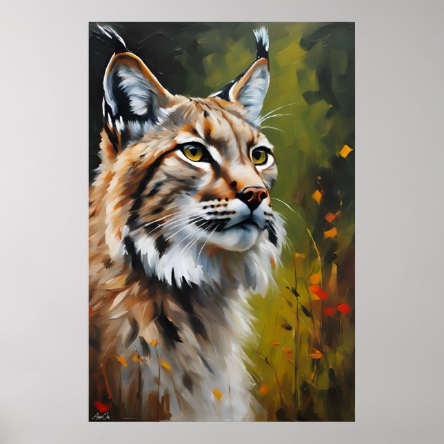 Poster | Lynx Cat | OLJEMÅLNING STIL (Framsidan)