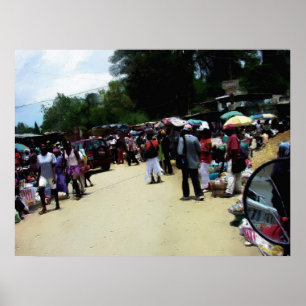 Poster målning - porten Au Prince Haitis marknadsp