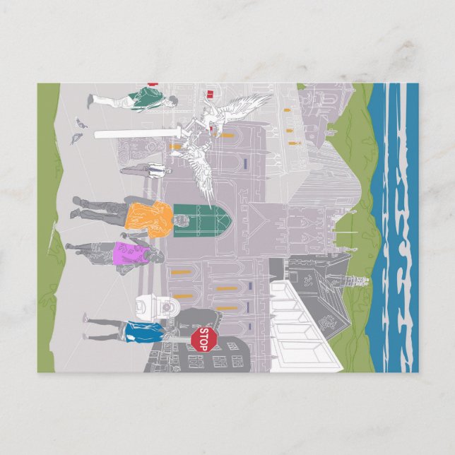 Poster Malvern Backe UK Skylien Artwork Vykort (Framsida)