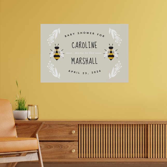 Poster mamma till Bee Neutralt Baby Shower (Vardagsrum 2)