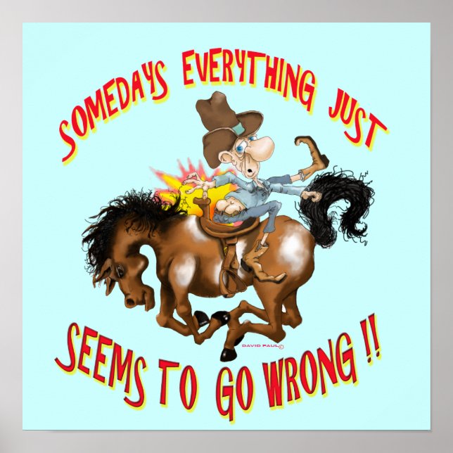 Poster mannen på hästen baklänges lustigt! (Framsidan)