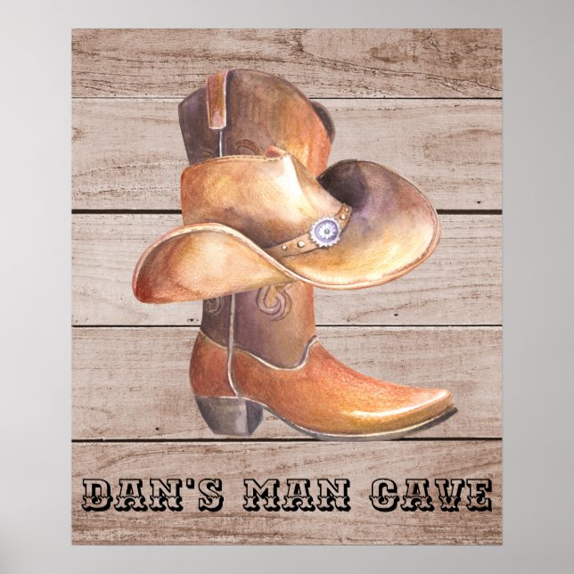 Poster Matte Cowboy Boot och Hat (Framsidan)